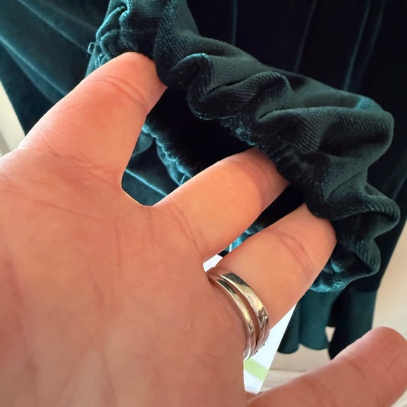 Melonie T Womens 4 Deep Green Velvet Dress Faux Wrap Rose Bud Accent Back Zipper - Picture 6 of 9